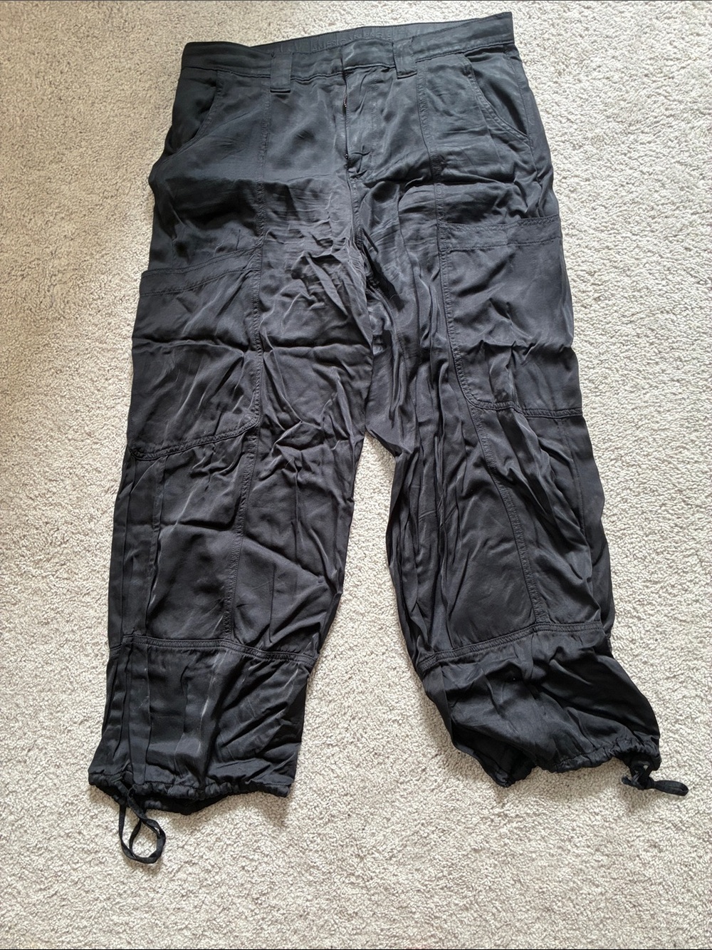 Black Lightweight Drawstring Casual Pants